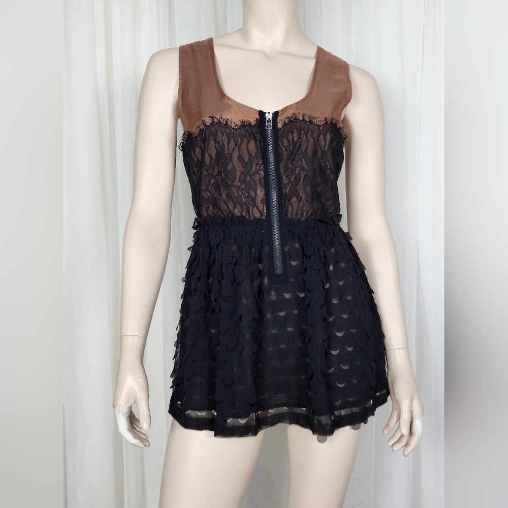Miss Me feathery babydoll party blouse tank top L